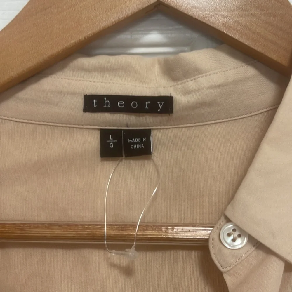 Pink Beige Sheer Button-Up Women's Top - Picture 2 of 3